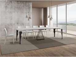 Ityhome Consola*Mesa consola extensível 90x40/300 cm Riza cinza branca quadro antracite Branco