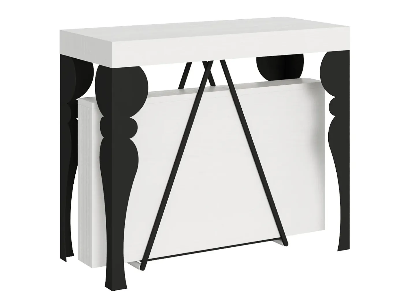 Ityhome Consola*Mesa consola extensível 90x40/300 cm Riza cinza branca quadro antracite Branco
