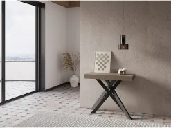 Outlet Mesa consola extensível 90x40/196 cm Krack Small tortora pernas antracite Consola