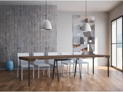 Clearance Mesa consola extensível 90x40/300 cm Banco Nogueira quadro Antracite Consola