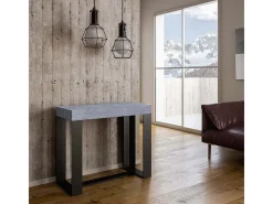 Mesa consola extensível 90x40/196 cm Futura Small Cimento quadro Antracite^ITAMOBY