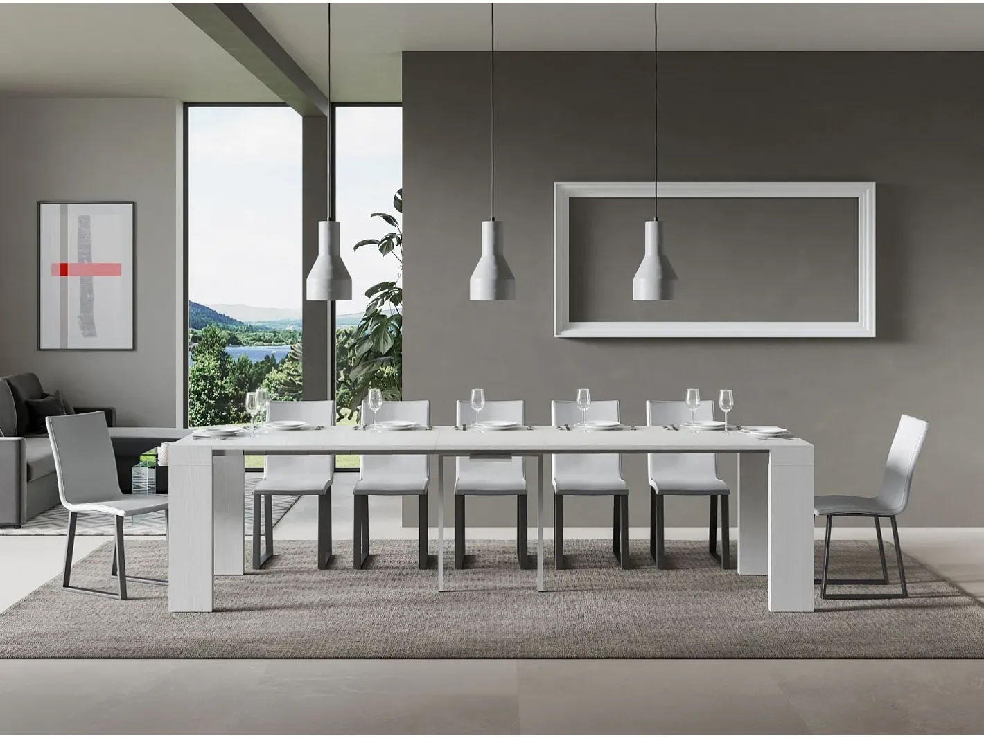 Mesa consola extensível 90x40/300 cm Roxell Cinza Branca*ITAMOBY Sale