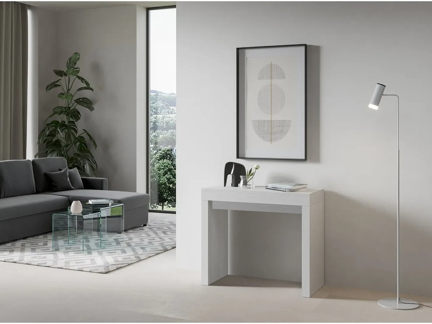 Mesa consola extensível 90x40/300 cm Roxell Cinza Branca*ITAMOBY Sale