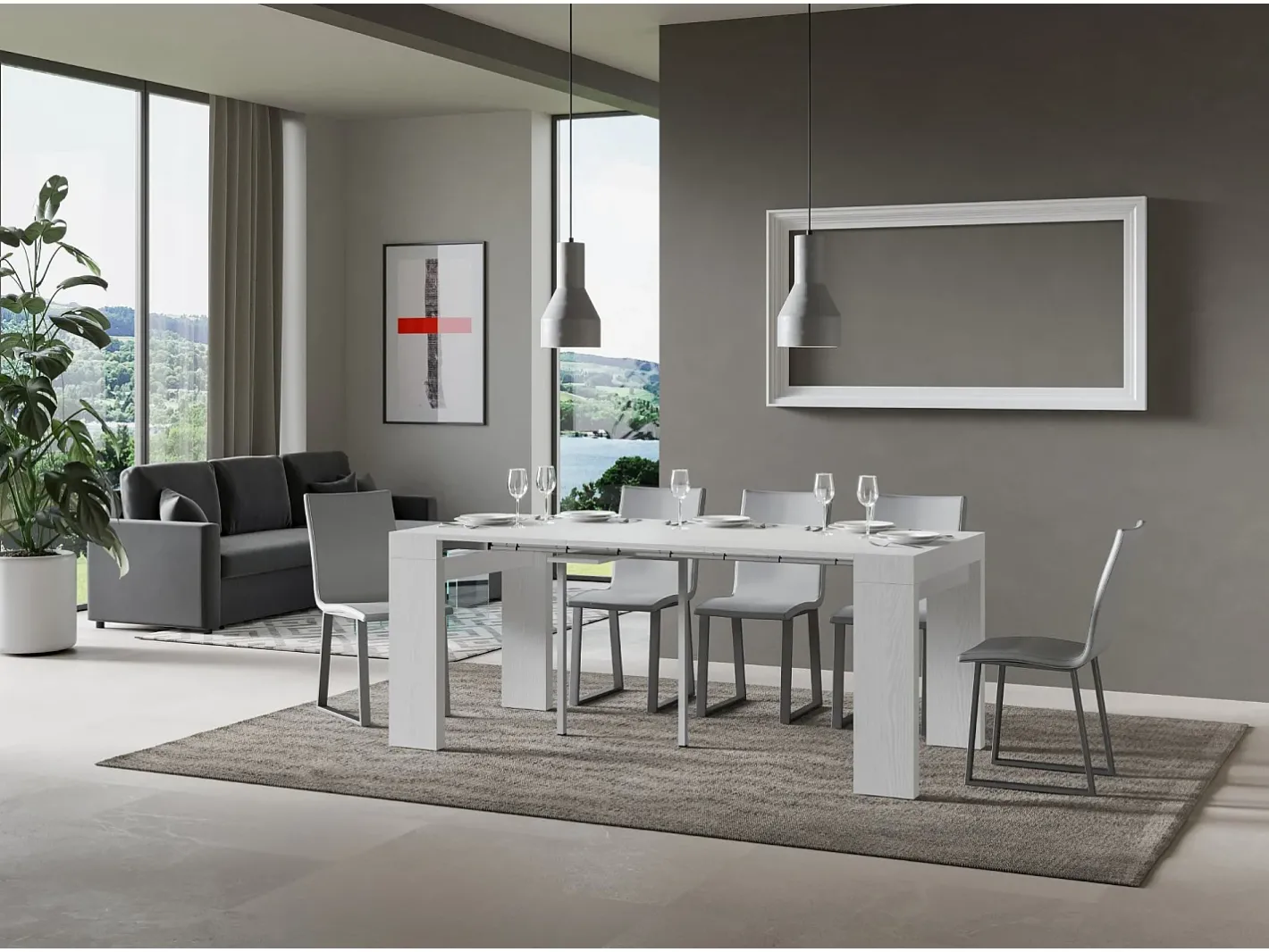 Mesa consola extensível 90x40/300 cm Roxell Cinza Branca*ITAMOBY Sale