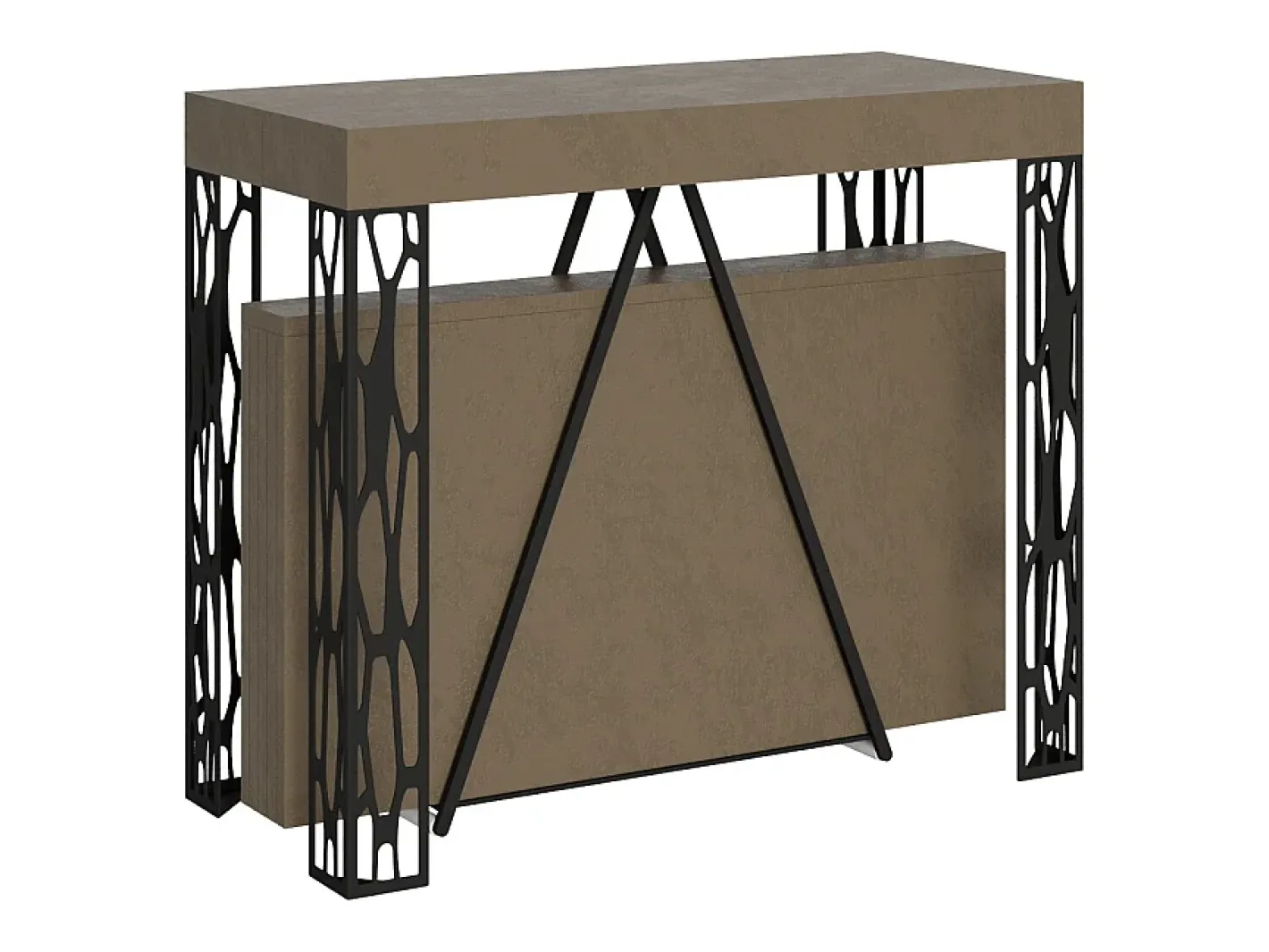 Mesa consola extensível 90x40/300 cm Kerpa tortora quadro antracite*Ityhome Best