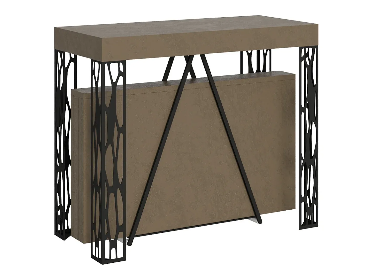 Mesa consola extensível 90x40/300 cm Kerpa tortora quadro antracite*Ityhome Best