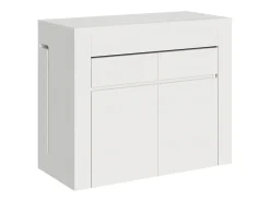 Mesa consola extensível 90x42/302 cm Evolve Cinza Branca extensões internas com banco inferior e superior^ITAMOBY Discount