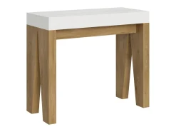 Mesa consola extensível 90x40/196 cm Naxy Mix Small plano Cinza Branca - estrutura Carvalho Natural*ITAMOBY