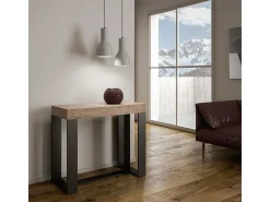 Outlet Mesa consola extensível 90x40/196 cm Futura Small Carvalho Natural quadro Antracite Consola