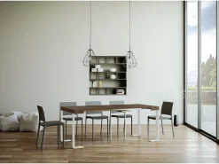 Mesa consola extensível 90x40/196 cm Tecno Small Cimento quadro Branco^ITAMOBY