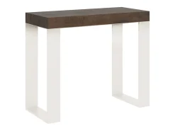 Mesa consola extensível 90x40/196 cm Tecno Small Cimento quadro Branco^ITAMOBY