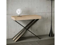 Outlet Mesa consola extensível 90x40/300 cm Diago Carvalho Natural quadro Antracite Consola