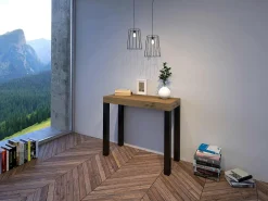 ITAMOBY Consola*Mesa consola extensível 90x40/300 cm Everyday Carvalho Natural quadro Antracite Natural claro