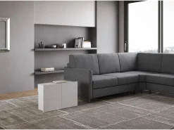 Mesa consola extensível 90x42/302 cm Evolve Cinza Branca extensões internas com banco inferior*ITAMOBY Discount