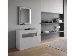 Mesa consola extensível 90x42/302 cm Evolve Cinza Branca extensões internas com banco inferior*ITAMOBY Discount