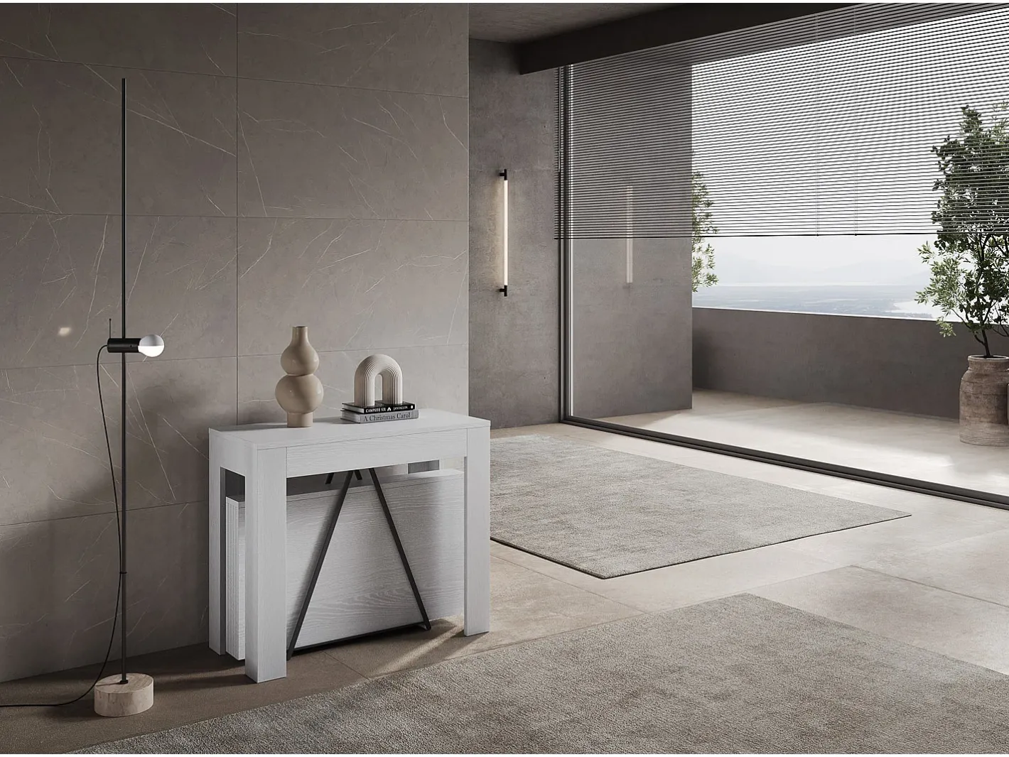Mesa consola extensível 90x42/198 cm Scicca Small Cinza Branca*ITAMOBY Sale