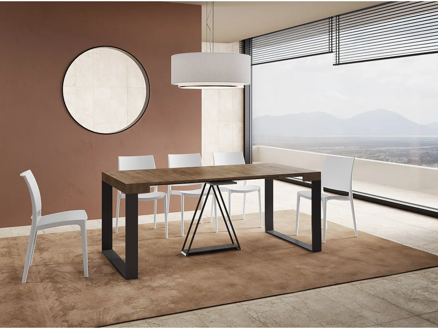 Mesa consola extensível 90x40/196 cm Sketa Small nogueira quadro antracite^Ityhome