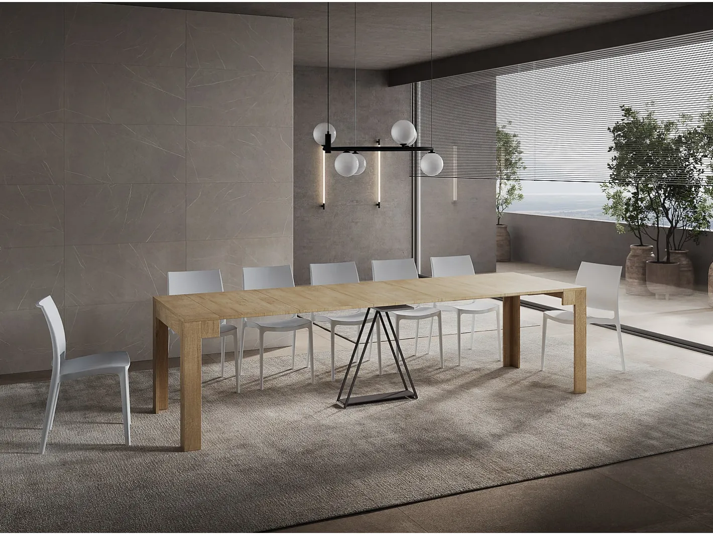 Mesa consola extensível 90x42/302 cm Scicca Carvalho Natural*ITAMOBY New