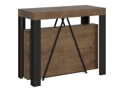 Ityhome Consola*Mesa consola extensível 90x40/196 cm Tarax Small nogueira quadro antracite Castanho