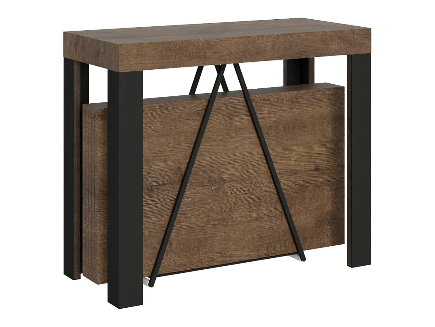 Ityhome Consola*Mesa consola extensível 90x40/196 cm Tarax Small nogueira quadro antracite Castanho