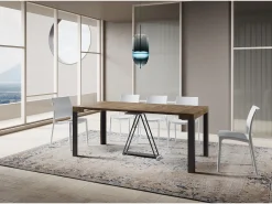 Ityhome Consola*Mesa consola extensível 90x40/196 cm Tarax Small nogueira quadro antracite Castanho
