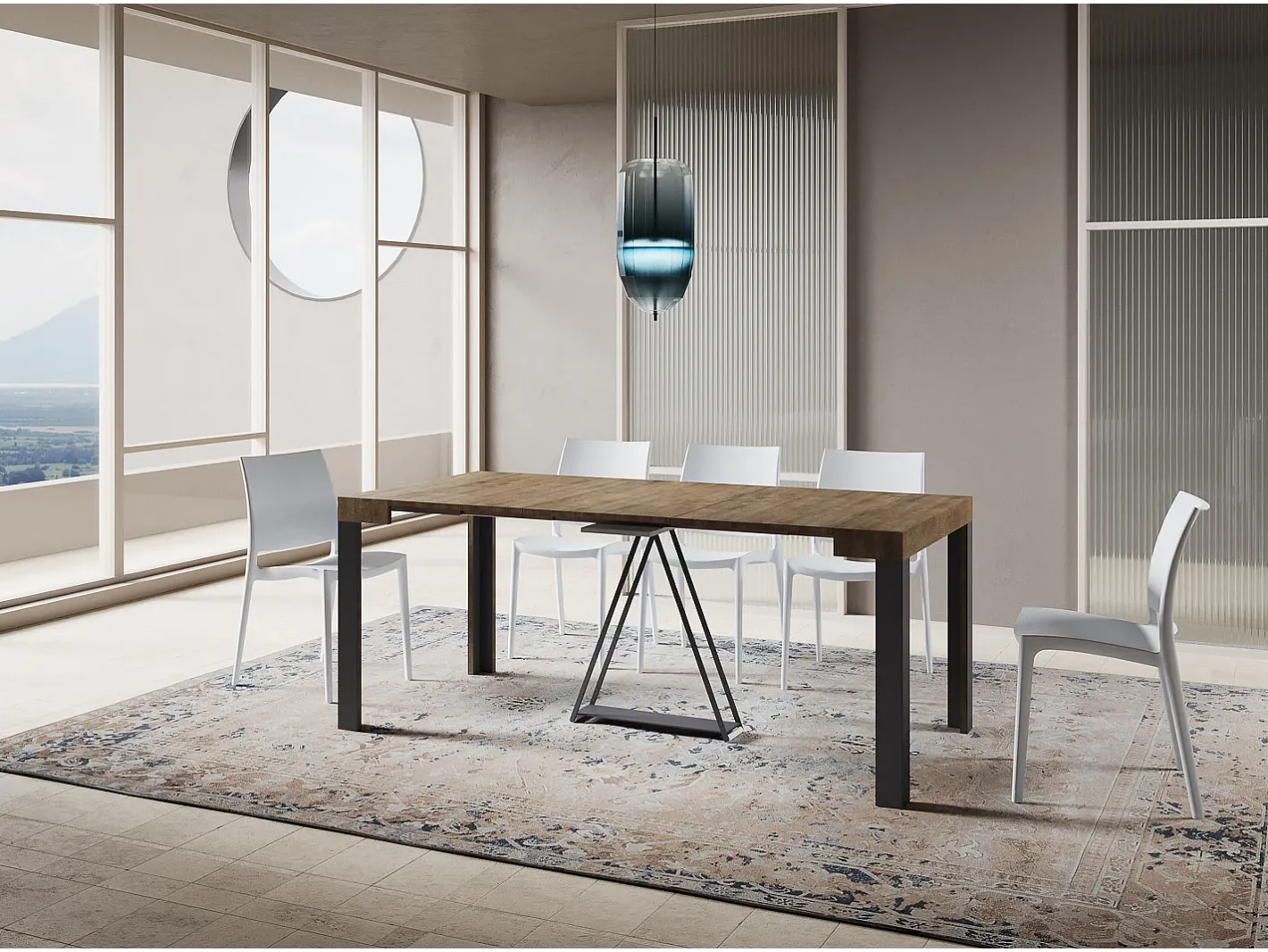 Ityhome Consola*Mesa consola extensível 90x40/196 cm Tarax Small nogueira quadro antracite Castanho