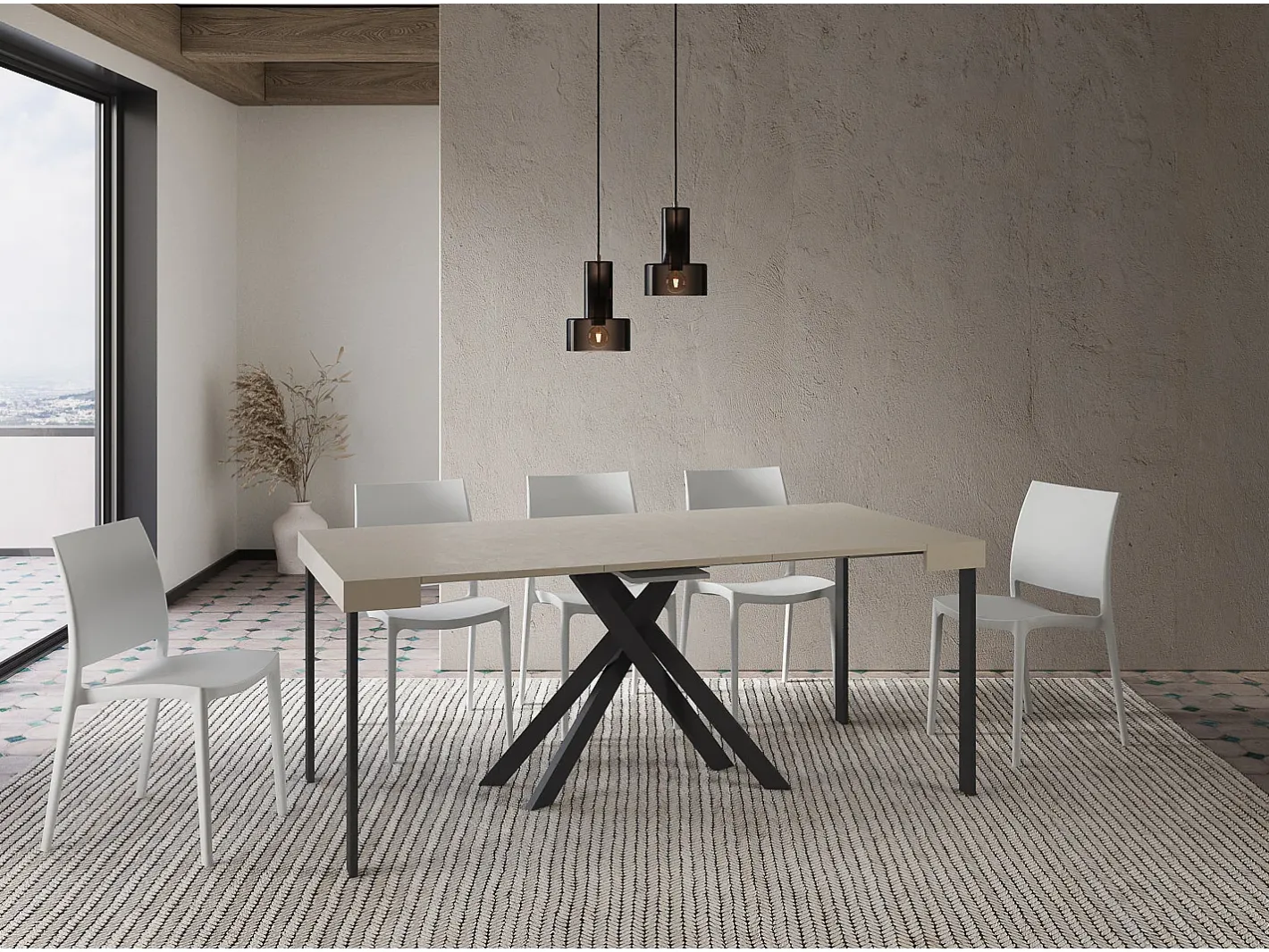 Mesa consola extensível 90x40/300 cm Krack caxemira pernas antracite^Ityhome
