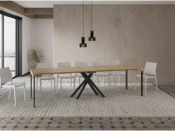 Ityhome Consola*Mesa consola extensível 90x40/300 cm Krack carvalho natural pernas antracite Castanho