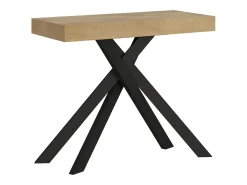 Ityhome Consola*Mesa consola extensível 90x40/300 cm Krack carvalho natural pernas antracite Castanho