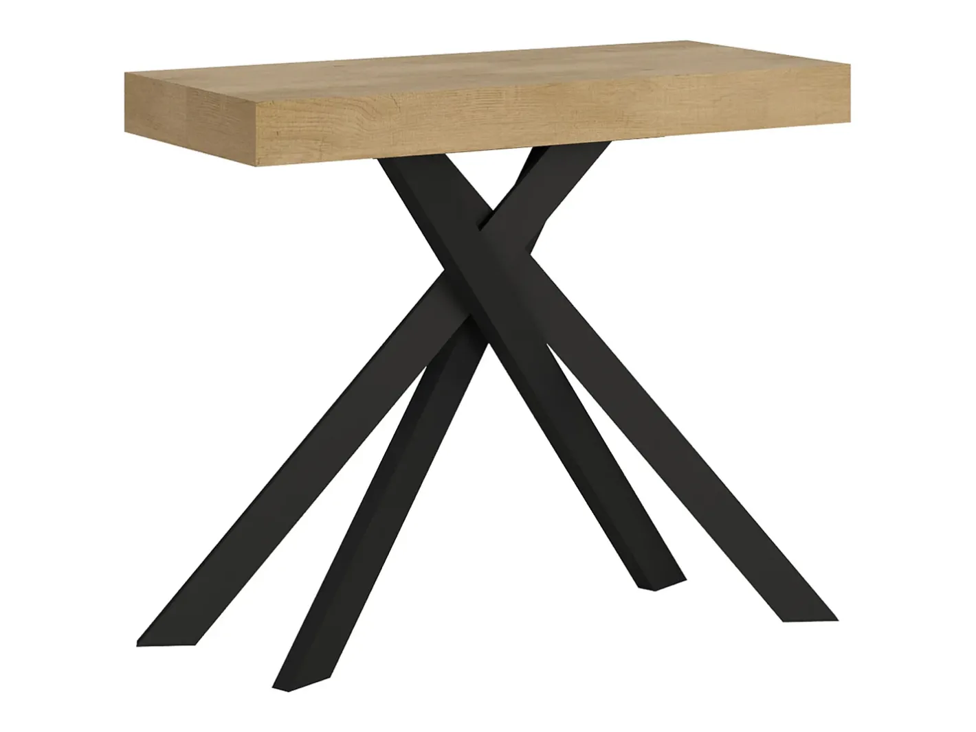 Ityhome Consola*Mesa consola extensível 90x40/300 cm Krack carvalho natural pernas antracite Castanho