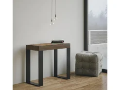 Mesa consola extensível 90x40/196 cm Tecno Small Nogueira quadro Antracite*ITAMOBY Clearance