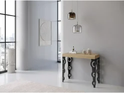 Mesa consola extensível 90x40/300 cm Karamay Premium Carvalho Natural quadro Antracite^ITAMOBY Outlet