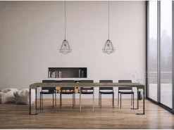 ITAMOBY Consola*Mesa consola extensível 90x40/300 cm Tecno Tortora quadro Antracite Castanho