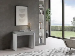 Mesa consola extensível 90x40/196 cm Spimbo Mix Small plano Cimento - estrutura Cinza Branca*ITAMOBY Online