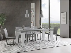Mesa consola extensível 90x40/196 cm Spimbo Mix Small plano Cimento - estrutura Cinza Branca*ITAMOBY Online