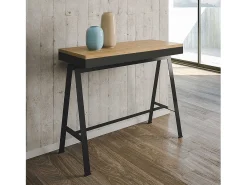 ITAMOBY Consola*Mesa consola extensível 90x40/196 cm Banco Evolution Small Carvalho Natural quadro Antracite Natural claro