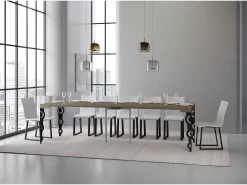 ITAMOBY Consola*Mesa consola extensível 90x40/300 cm Karamay Tortora quadro Antracite Castanho