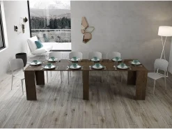 Mesa consola extensível 90x48/296 cm Bakari nogueira*Ityhome Online