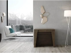 Mesa consola extensível 90x48/296 cm Bakari nogueira*Ityhome Online