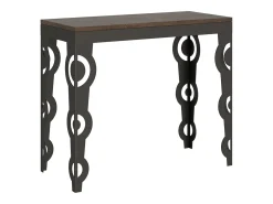 Outlet Mesa consola extensível 90x40/300 cm Karamay Evolution Nogueira quadro Antracite Consola