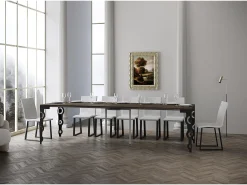 Outlet Mesa consola extensível 90x40/300 cm Karamay Evolution Nogueira quadro Antracite Consola