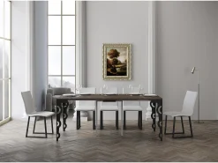 Outlet Mesa consola extensível 90x40/300 cm Karamay Evolution Nogueira quadro Antracite Consola