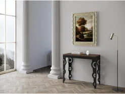 Outlet Mesa consola extensível 90x40/300 cm Karamay Evolution Nogueira quadro Antracite Consola