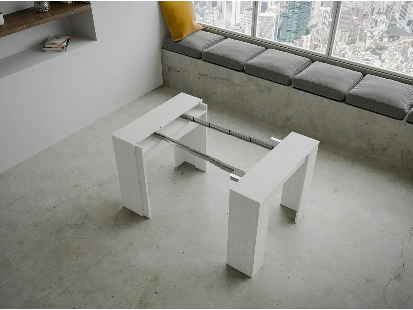 Mesa consola extensível 90x48/204 cm Basic Small Cinza Branca^ITAMOBY Online