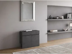 ITAMOBY Consola*Mesa consola extensível 90x42/302 cm Evolve Antracite Espatulado extensões internas com banco inferior e superior Cinzento