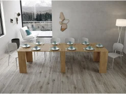 Mesa consola extensível 90x48/296 cm Bakari carvalho natural*Ityhome Hot