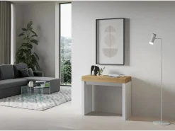 Best Mesa consola extensível 90x40/300 cm Roxell Mix plano Carvalho Natural - estrutura Cinza Branca Consola