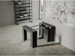 ITAMOBY Consola*Mesa consola extensível 90x48/296 cm Venus Antracite Espatulado extensões internas Cinzento