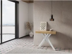 New Mesa consola extensível 90x40/300 cm Krack carvalho natural pernas brancas Consola