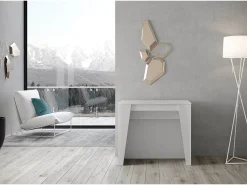 Ityhome Consola*Mesa consola extensível 90x48/296 cm Bakari cinza branca Branco